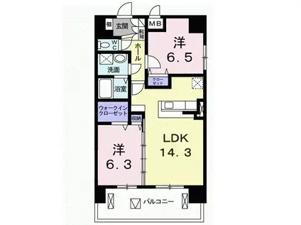 プリムヴェール金町(2LDK/8階)の間取り写真