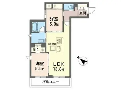 Nレジデンス(2LDK/1階)の間取り写真