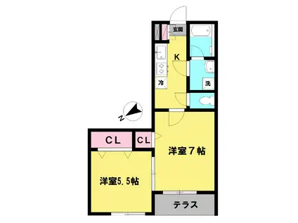 プランタンヨコヤツ(2K/1階)の間取り写真