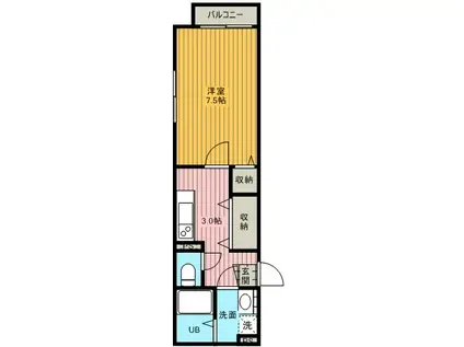 ブランドール五反野(1K/3階)の間取り写真