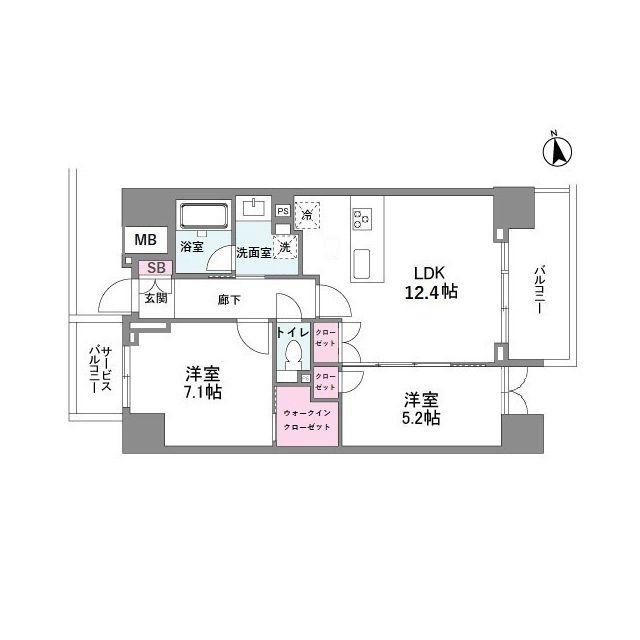 シーズンフラッツ今池ノース(2LDK/8階)の間取り写真