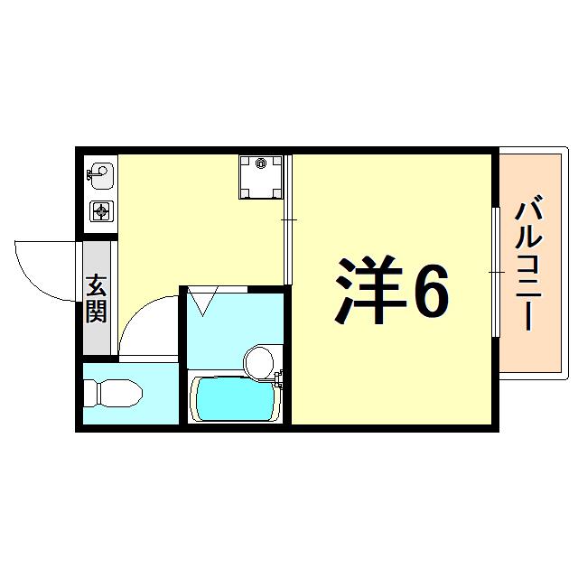 ワンフラーリッシュ西宮(1K/6階)の間取り写真