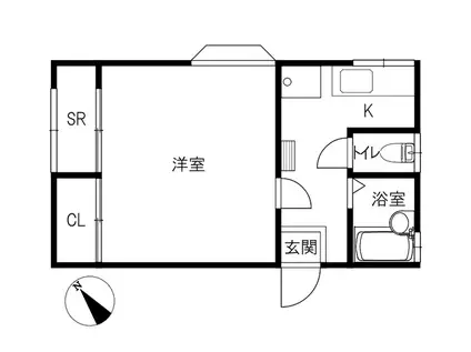 コーポK(1K/2階)の間取り写真