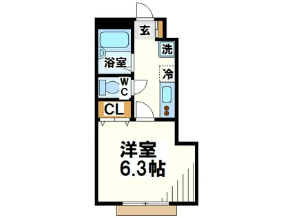 SHUKURA菊野台(1K/1階)の間取り写真