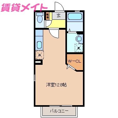GENTE(ワンルーム/2階)の間取り写真