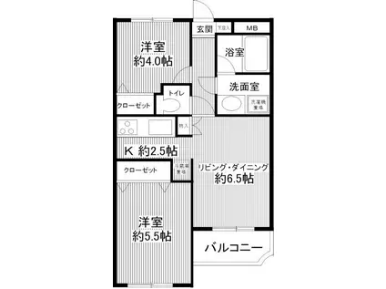 グランバリュー羽田(2LDK/2階)の間取り写真