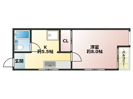 来村ビル(1K/2階)の間取り写真