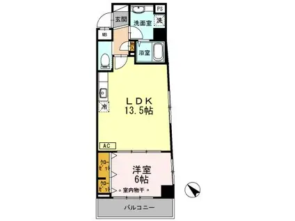 ル・シャトー・オンジェム(1LDK/4階)の間取り写真