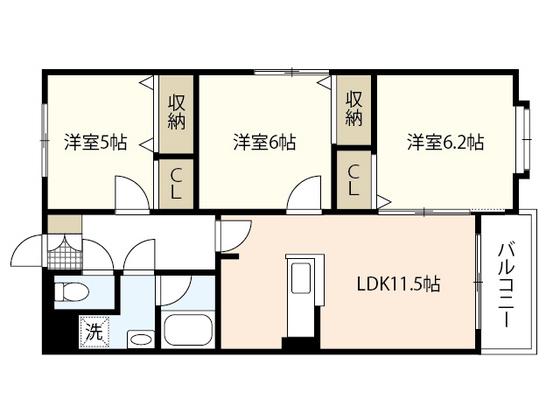 アセーラA館(3LDK/3階)の間取り写真