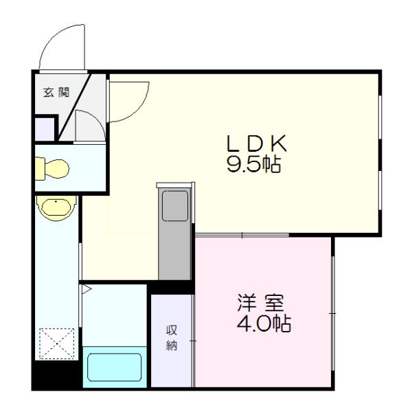 フォレスト新札幌(1LDK/3階)の間取り写真