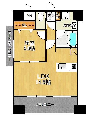 エンクレスト博多イースト PARK(1LDK/2階)の間取り写真