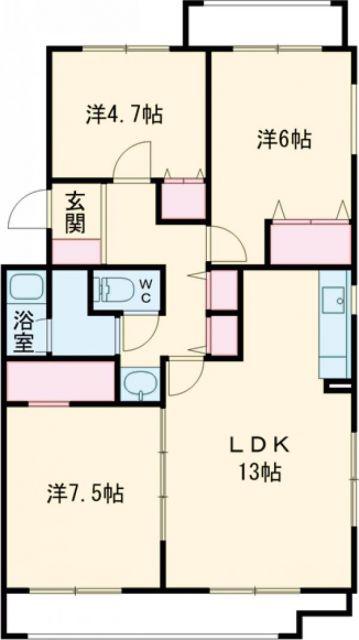 ガーデンプラトー河和田D(3LDK/2階)の間取り写真