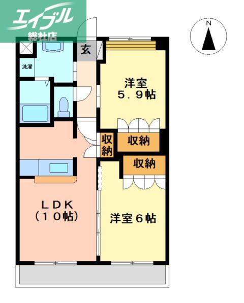 コンフォース六条院(2LDK/1階)の間取り写真