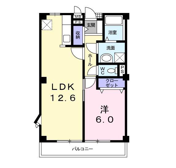 サニーフォレストB(1LDK/2階)の間取り写真