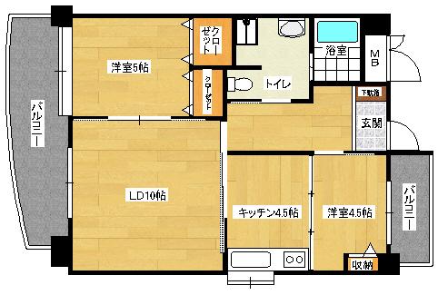 ネスト西かすみ(2LDK/3階)の間取り写真