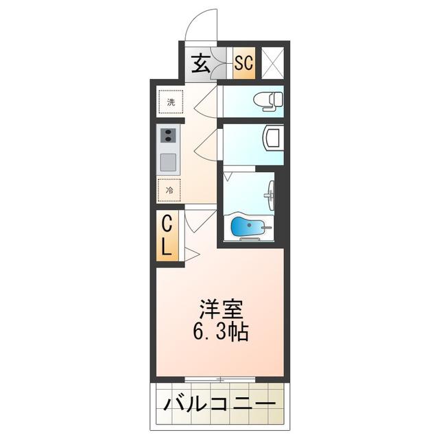 アドバンス大阪ブリス(1K/6階)の間取り写真