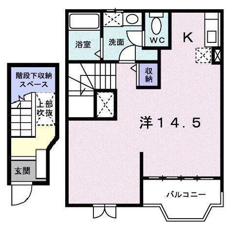 プリムローズ(1K/2階)の間取り写真