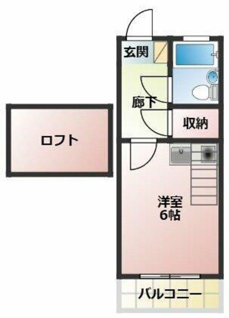 コーポアメニティI・II(ワンルーム/2階)の間取り写真