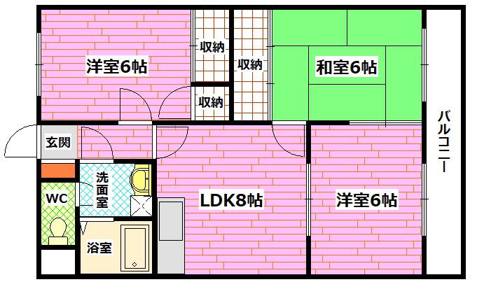 第7森本ビル(3LDK/2階)の間取り写真