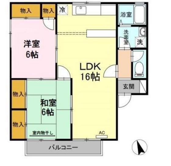 ファミールHIROA棟(2LDK/1階)の間取り写真