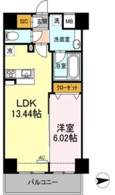 SORA(1LDK/8階)の間取り写真