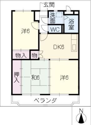 ア・ドリーム多田(3DK/3階)の間取り写真