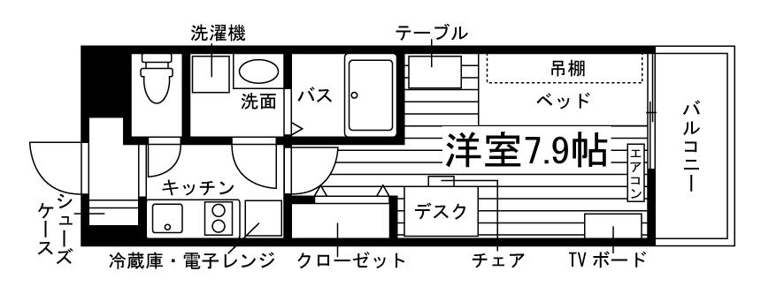 ミッシェル(1K/2階)の間取り写真
