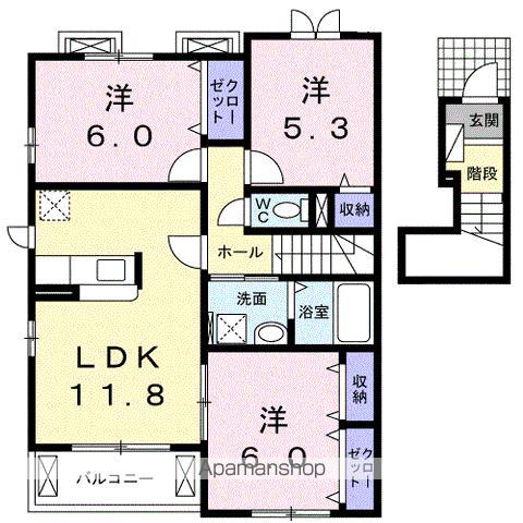 リバーサイド無限 II(3LDK/2階)の間取り写真