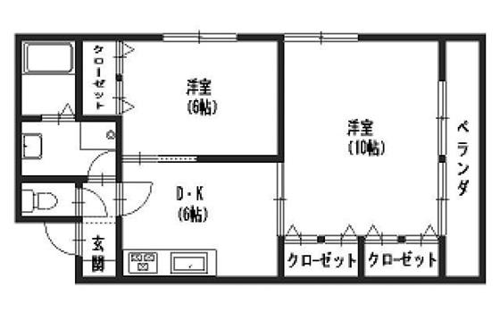 グリーンヴィラ大宮(2LDK/2階)の間取り写真