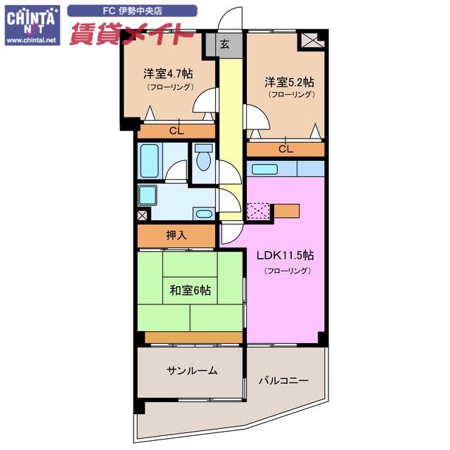 パーシモンヒルズ(3LDK/5階)の間取り写真
