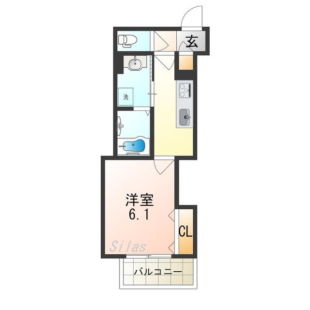 クリエオーレ小若江(1K/2階)の間取り写真