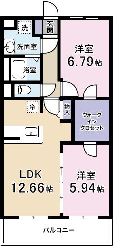 エバーグリーン(2LDK/2階)の間取り写真