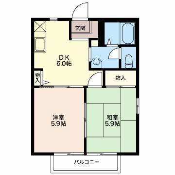 ディアス長篠(2DK/2階)の間取り写真