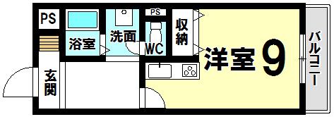 花ノ木ビル(ワンルーム/4階)の間取り写真