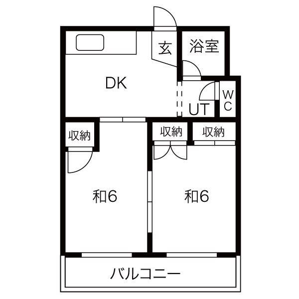 安城第24東海ビル(2DK/2階)の間取り写真