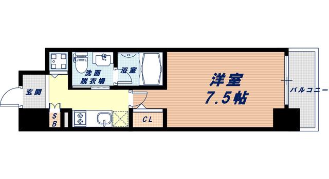 エスライズ京町堀(1K/10階)の間取り写真