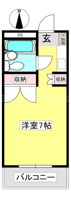 ドミールインター(ワンルーム/1階)の間取り写真
