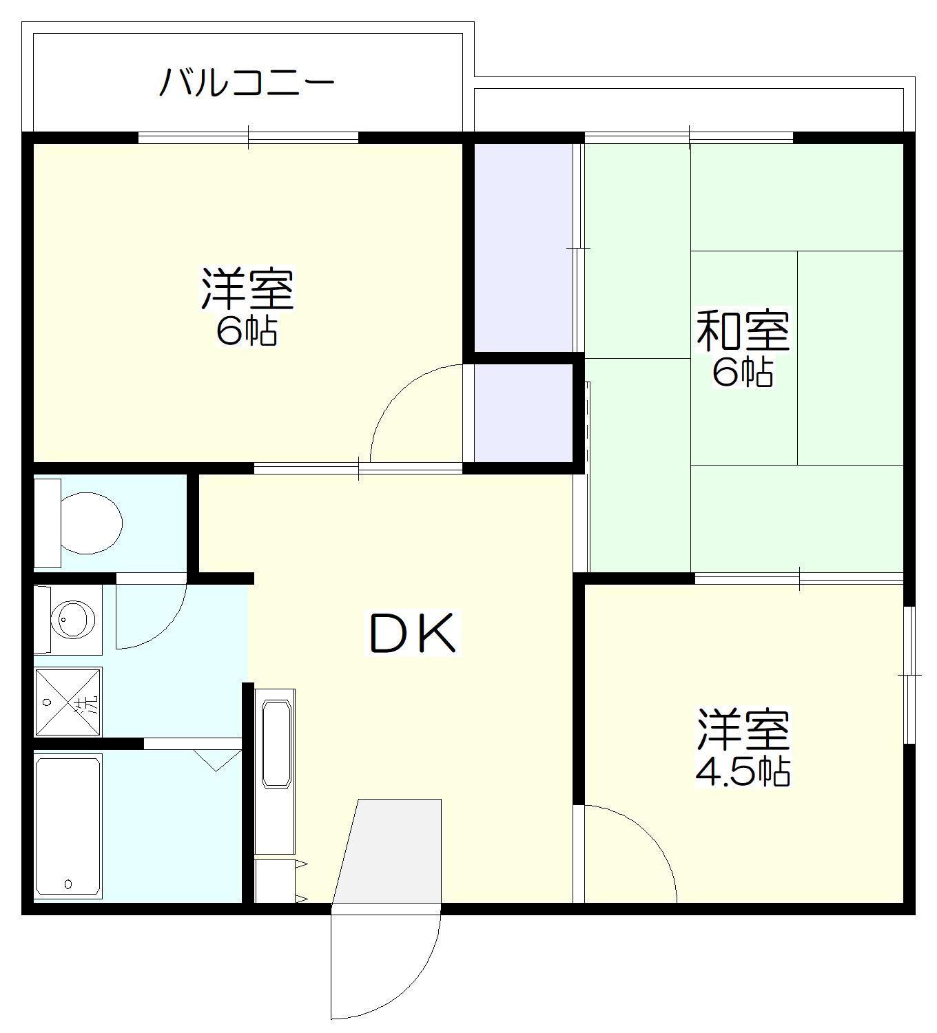 ピアコートイシカワ(3DK/2階)の間取り写真