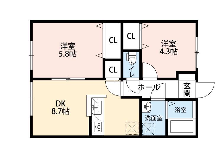 グランドハイツ ナカムラ(2DK/1階)の間取り写真