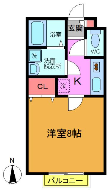 ローズコート(1K/1階)の間取り写真