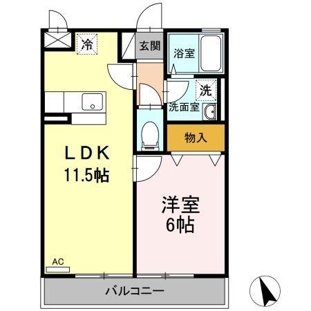 クレール嶋A(1LDK/3階)の間取り写真