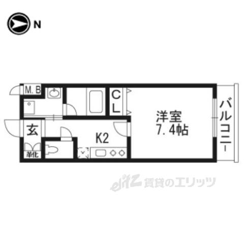 ベラジオ京都壬生ウエスト GATE(1K/1階)の間取り写真