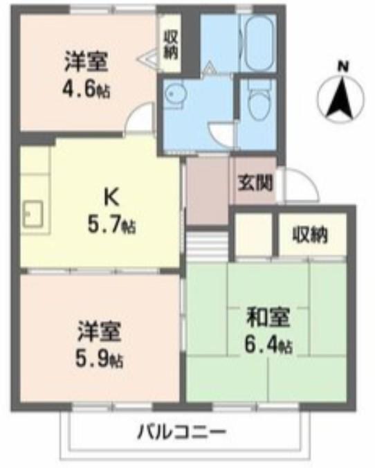 グランソレイユ(3K/2階)の間取り写真