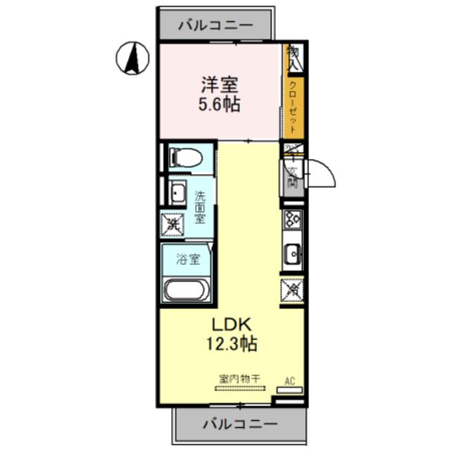 COLORATO狭山(1LDK/1階)の間取り写真