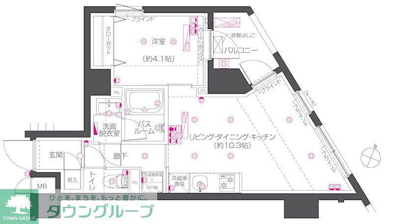 ZOOM練馬高野台(1LDK/2階)の間取り写真