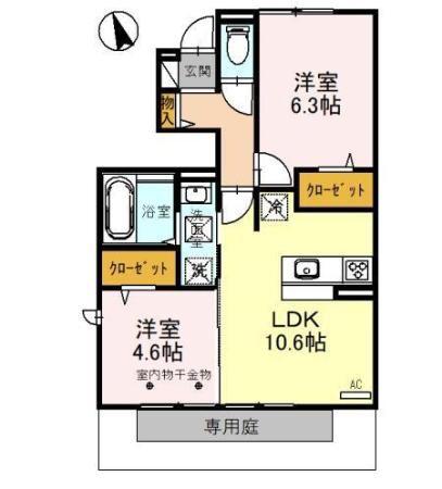 T-ROOM(2LDK/1階)の間取り写真