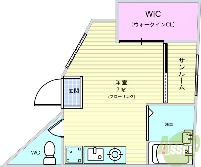イオ・池田(ワンルーム/5階)の間取り写真