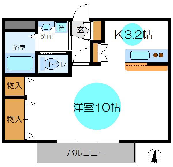 シェルベール弐番館(1K/2階)の間取り写真