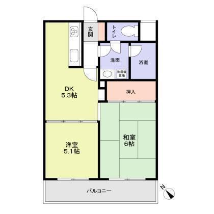 エスポワール南浦和(2DK/4階)の間取り写真