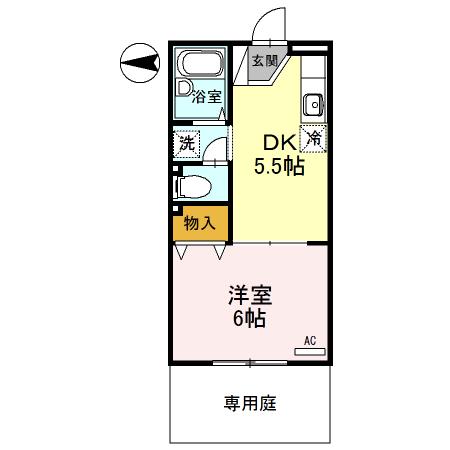 ロイヤルハイツII(1DK/1階)の間取り写真